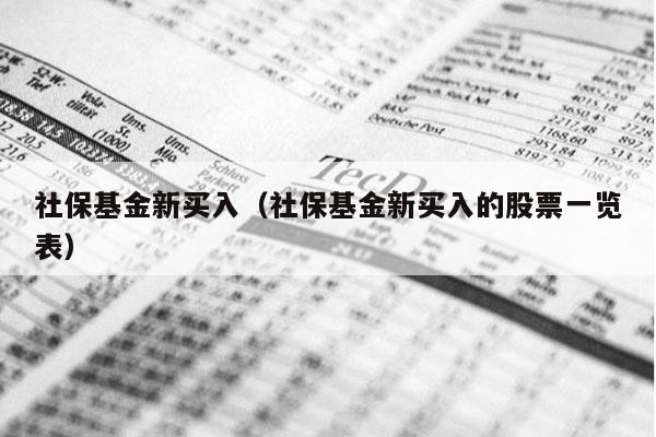 社保基金新买入（社保基金新买入的股票一览表）