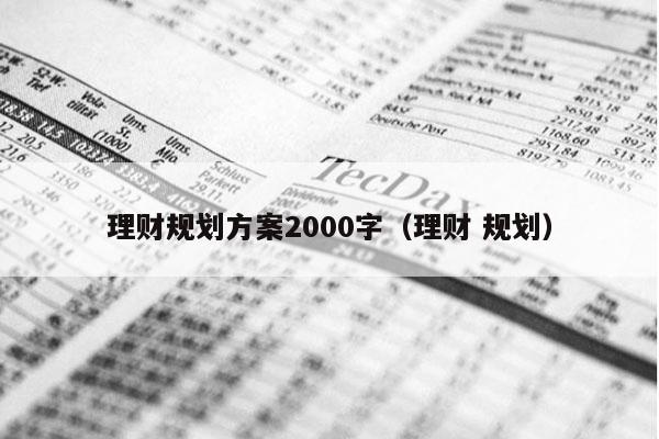 理财规划方案2000字（理财 规划）