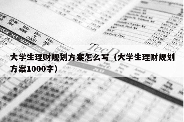 大学生理财规划方案怎么写（大学生理财规划方案1000字）