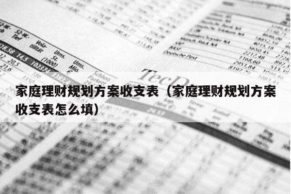 家庭理财规划方案收支表（家庭理财规划方案收支表怎么填）