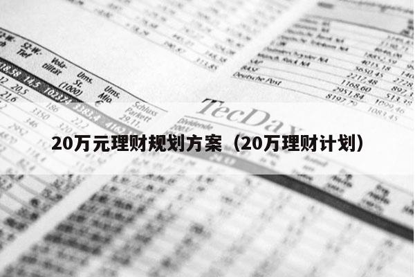 20万元理财规划方案（20万理财计划）