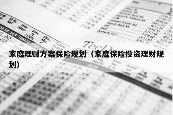 家庭理财方案保险规划（家庭保险投资理财规划）