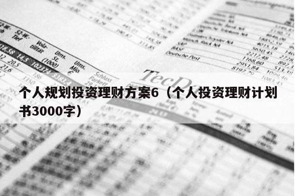 个人规划投资理财方案6（个人投资理财计划书3000字）