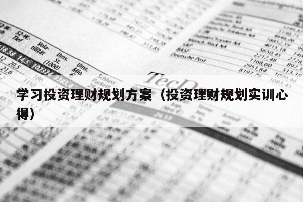 学习投资理财规划方案（投资理财规划实训心得）