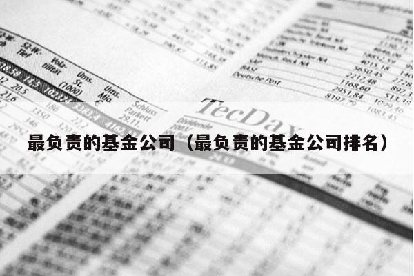 最负责的基金公司（最负责的基金公司排名）