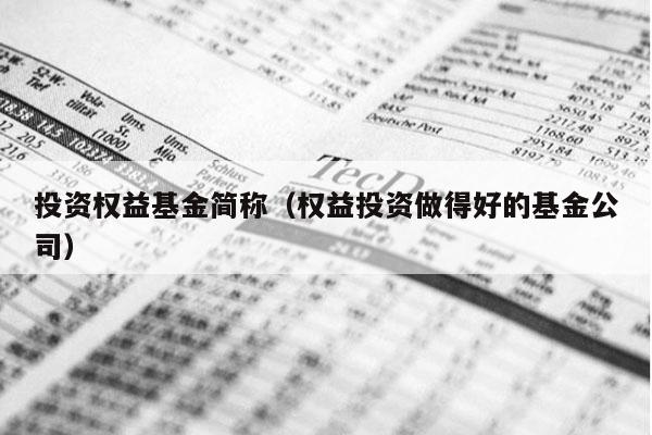 投资权益基金简称（权益投资做得好的基金公司）