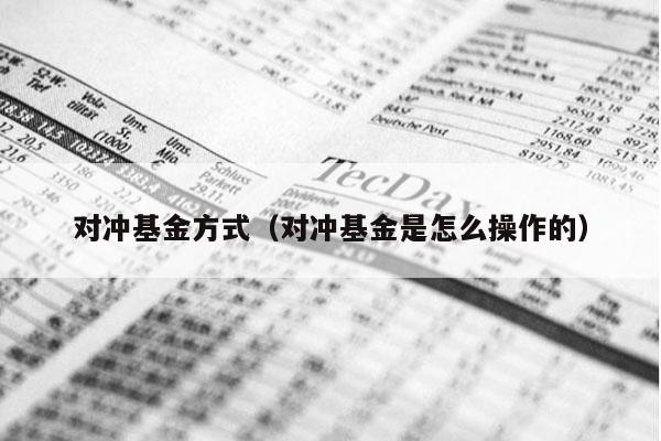 对冲基金方式（对冲基金是怎么操作的）