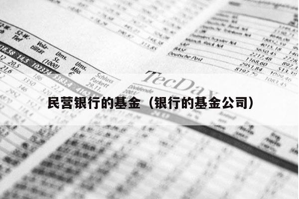 民营银行的基金（银行的基金公司）