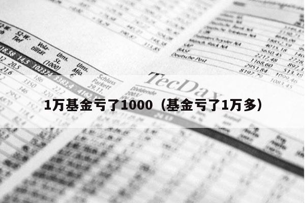 1万基金亏了1000（基金亏了1万多）