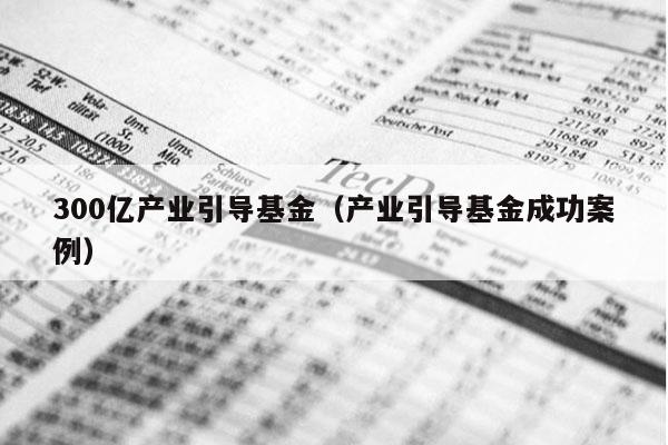 300亿产业引导基金（产业引导基金成功案例）