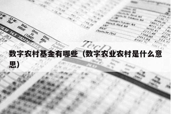 数字农村基金有哪些（数字农业农村是什么意思）