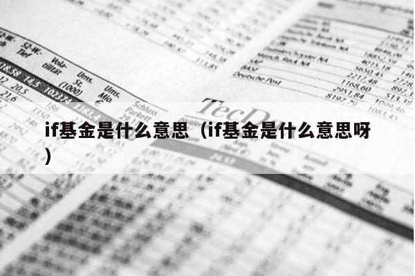 if基金是什么意思（if基金是什么意思呀）