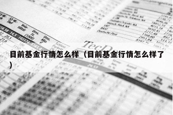 目前基金行情怎么样（目前基金行情怎么样了）