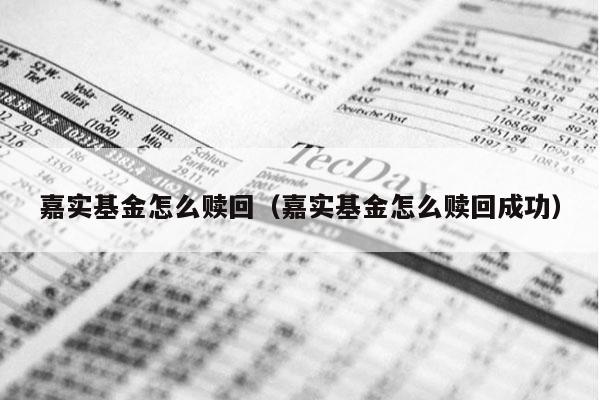 嘉实基金怎么赎回（嘉实基金怎么赎回成功）