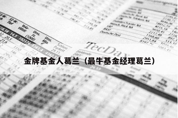 金牌基金人葛兰（最牛基金经理葛兰）