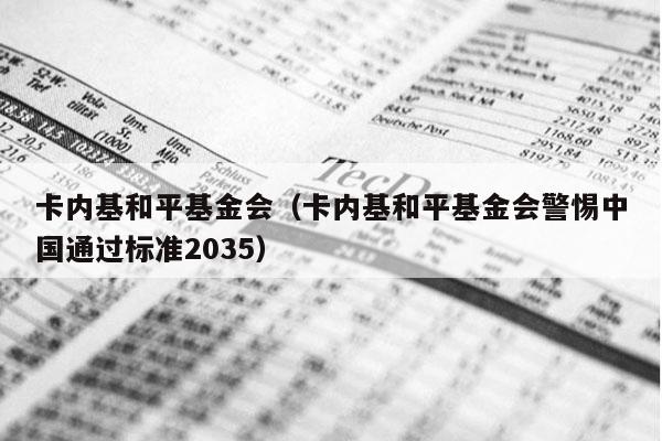 卡内基和平基金会（卡内基和平基金会警惕中国通过标准2035）
