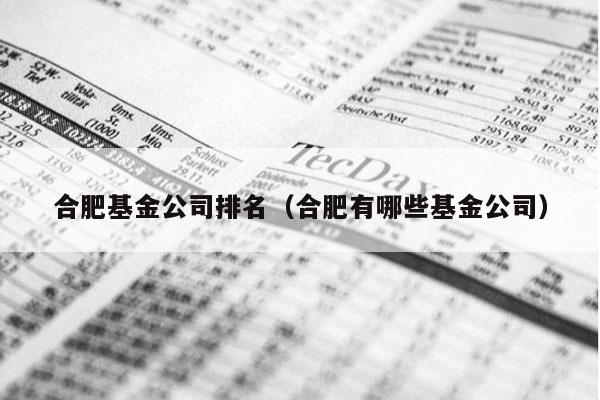 合肥基金公司排名（合肥有哪些基金公司）