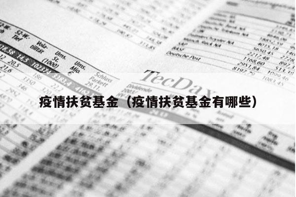 疫情扶贫基金（疫情扶贫基金有哪些）