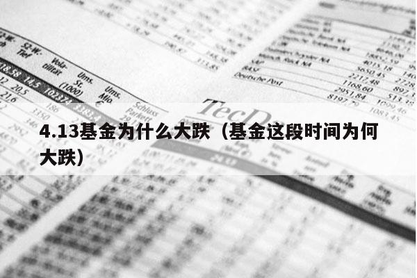 4.13基金为什么大跌（基金这段时间为何大跌）