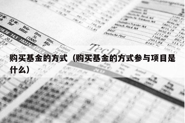 购买基金的方式（购买基金的方式参与项目是什么）