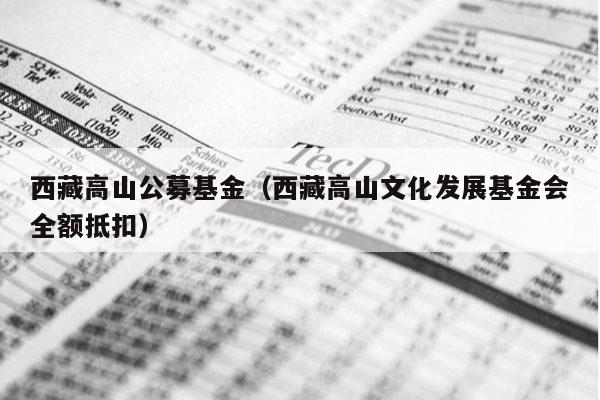 西藏高山公募基金（西藏高山文化发展基金会全额抵扣）