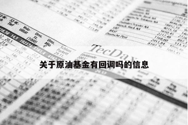关于原油基金有回调吗的信息