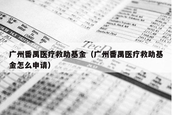 广州番禺医疗救助基金（广州番禺医疗救助基金怎么申请）