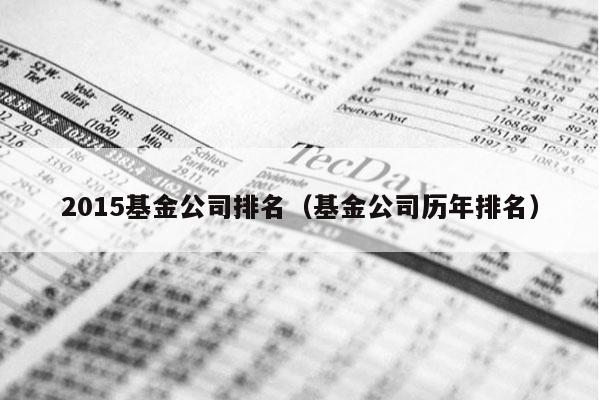 2015基金公司排名（基金公司历年排名）