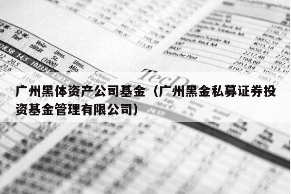 广州黑体资产公司基金（广州黑金私募证券投资基金管理有限公司）