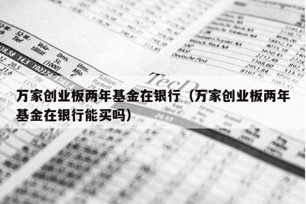 万家创业板两年基金在银行（万家创业板两年基金在银行能买吗）