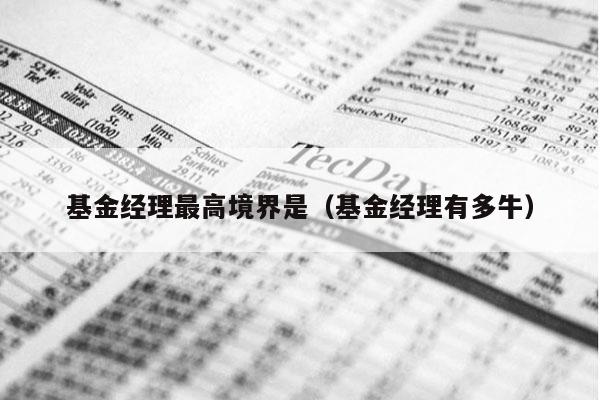 基金经理最高境界是（基金经理有多牛）
