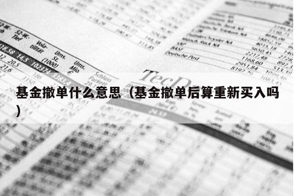 基金撤单什么意思（基金撤单后算重新买入吗）