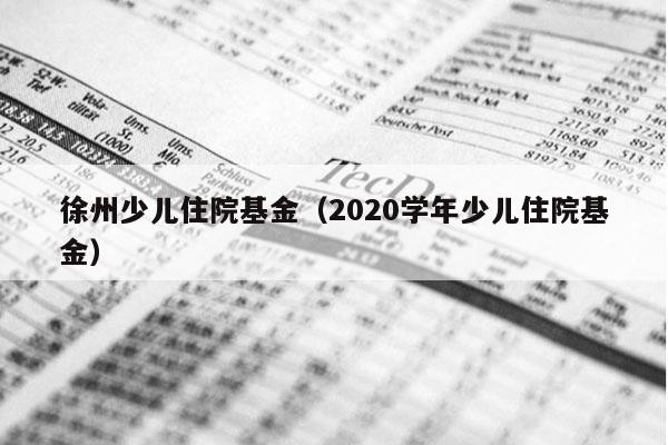 徐州少儿住院基金（2020学年少儿住院基金）