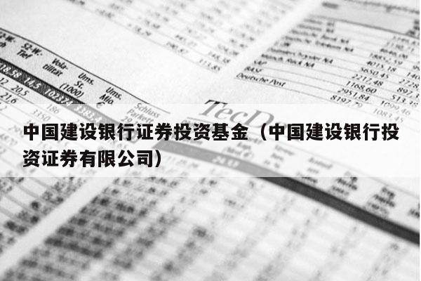 中国建设银行证券投资基金（中国建设银行投资证券有限公司）