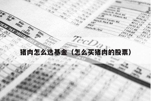 猪肉怎么选基金（怎么买猪肉的股票）