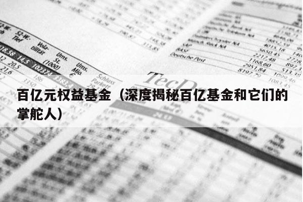 百亿元权益基金（深度揭秘百亿基金和它们的掌舵人）