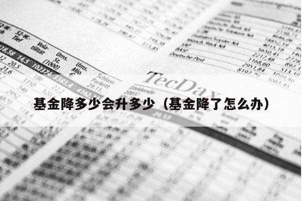 基金降多少会升多少（基金降了怎么办）