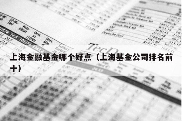 上海金融基金哪个好点（上海基金公司排名前十）