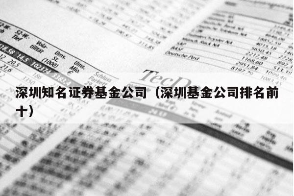 深圳知名证券基金公司（深圳基金公司排名前十）