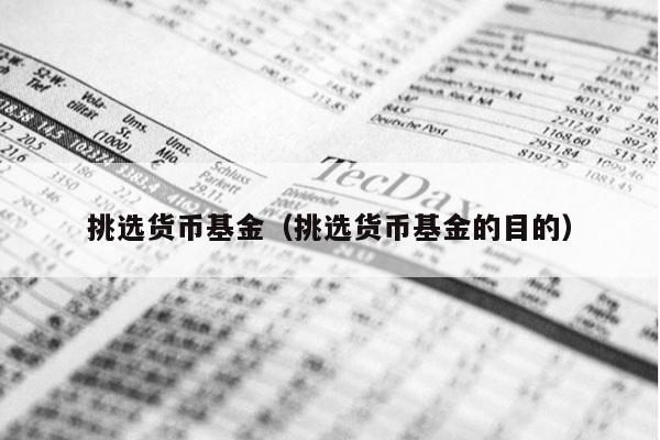 挑选货币基金（挑选货币基金的目的）