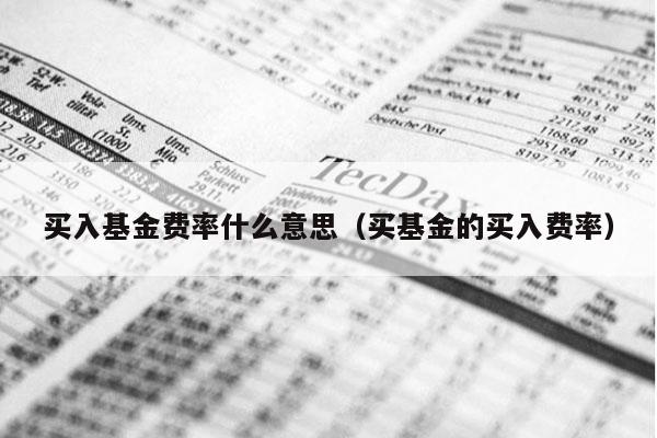 买入基金费率什么意思（买基金的买入费率）