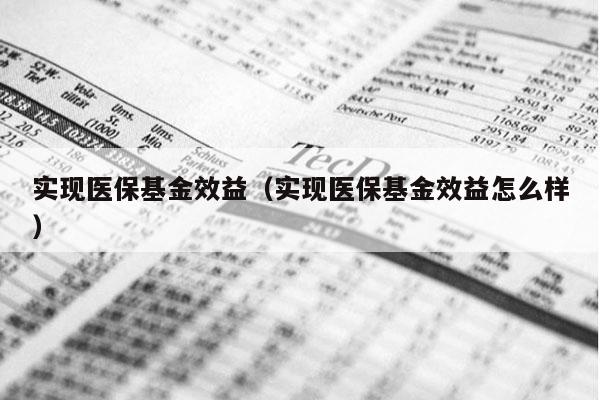 实现医保基金效益（实现医保基金效益怎么样）