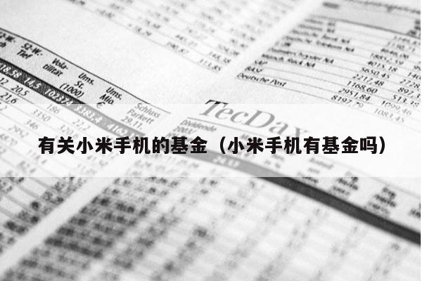 有关小米手机的基金（小米手机有基金吗）