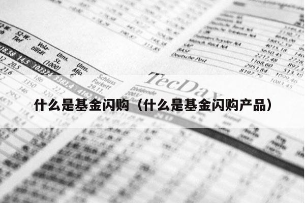 什么是基金闪购（什么是基金闪购产品）