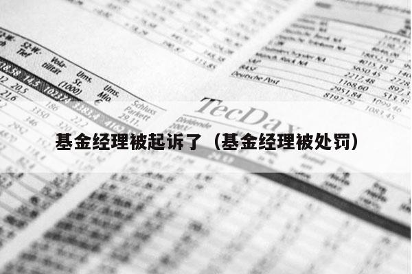 基金经理被起诉了（基金经理被处罚）