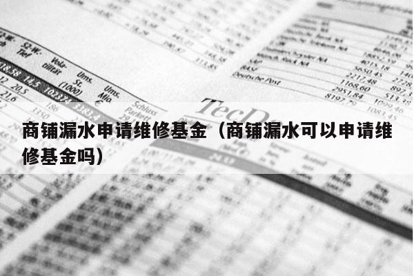商铺漏水申请维修基金（商铺漏水可以申请维修基金吗）