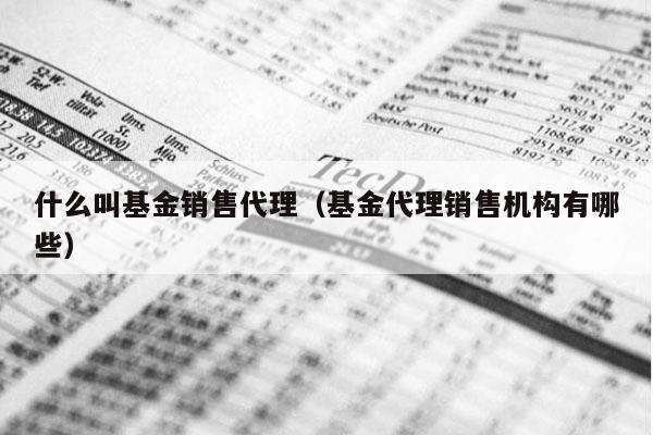 什么叫基金销售代理（基金代理销售机构有哪些）
