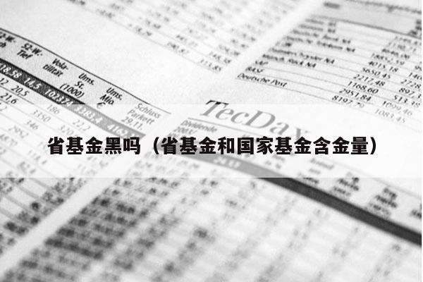 省基金黑吗（省基金和国家基金含金量）