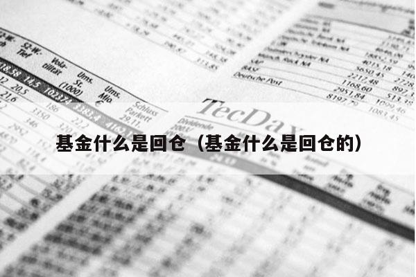 基金什么是回仓（基金什么是回仓的）