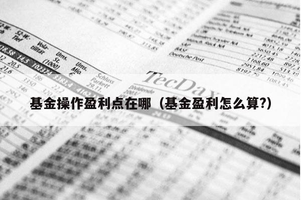 基金操作盈利点在哪（基金盈利怎么算?）